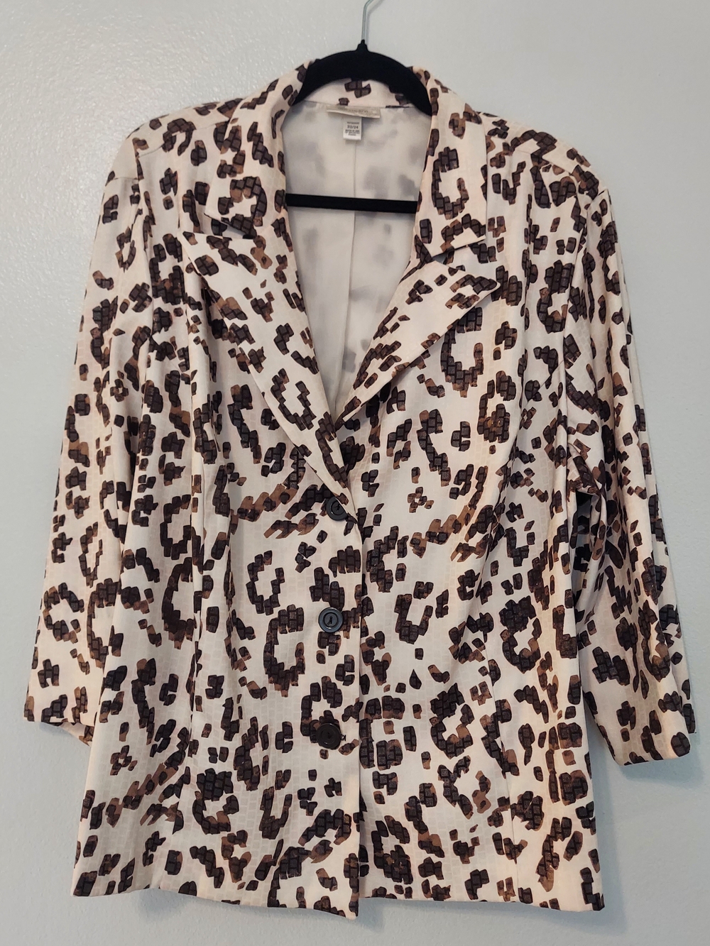 Dressbarn Women’s Black, Brown And Cream Abstract 3 Button Blazer Size 22/24